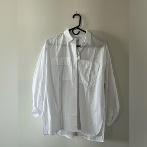 NWT The Signature Poplin Oversized Button-Up Shirt: Flap-Pocket Edition